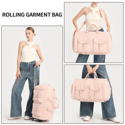 Seyfocnia Pink Garment Bag with Wheels